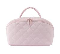 Petition Makeup Bag, Petition Makeup Bag for Woman, Wide Open Lay-Flat Water-Resistant Cosmetic Case (Light Pink)