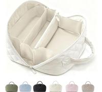 Petition Makeup Travel Bag-Open Flat Makeup Bag, 6 Color Large Capacity Compartment Makeup Bags for Toiletries & Brushes with Compartments (White)