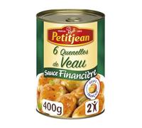 PETITJEAN - Quenelles De Veau, Sauce Financière Recette Traditionnelle Française, 400g - Lot De 4