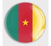 Petits aimants ronds en verre pour réfrigérateur, casier, tableau blanc, tableau d'affichage, cuisine, bureau, école, voyage - Motif drapeau du Cameroun
