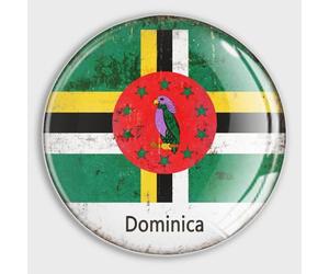 Petits aimants ronds pour réfrigérateur - Drapeau de la Dominique - Drapeau national patriotique - Autocollants magnétiques ronds pour réfrigérateur, boîte aux lettres, garage, porte de garage, école,