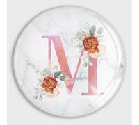 Petits aimants ronds pour réfrigérateur - Lettre initiale M - Monogramme - Rose blanche - Aimants magnétiques ronds pour réfrigérateur, boîte aux lettres, garage, porte d'école