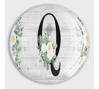 Petits aimants ronds pour réfrigérateur - Monogramme - Lettre Q - Grain de bois - Motif floral - Pour réfrigérateur, vacances, boîte aux lettres, porte de garage, école, décoration de voyage