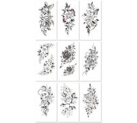 Petits Autocollants De Tatouage Couvrant Tout Le Bras, Fleurs, Lettres, Animaux, Noirs. 114 * 210mm A035