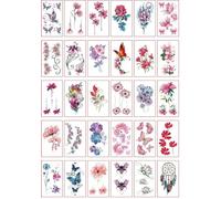 Petits Autocollants De Tatouage Frais, Autocollants Temporaires Imperméables De Simulation De Tatouage De Fleur De Papillon