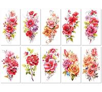 Petits Autocollants De Tatouage Pour Bras Complet, Lettres De Fleurs, Autocollants De Tatouage De Fleurs De Couleur 114 * 210mm