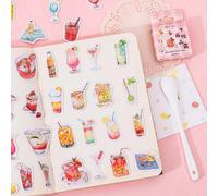 Petits Autocollants En Boîte De 45 Pièces, Étiquette Autocollante Décorative Pour Magasin De Boissons De L'après-Midi, Papeterie De Décoration Pour Journal Intime, Scrapbook, Diy Bricolage
