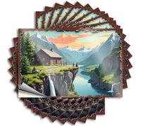 Petits autocollants en vinyle pour homme - Imperméables - Pour bouteille d'eau - Retraite de montagne : une cabane sereine au milieu de la majesté de la nature - Parfait pour la décoration