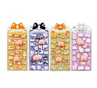 Petits autocollants - Mini autocollant mignon en PVC à thème de dessin animé - Petit autocollant 3D en forme de chat pour ordinateur portable, enveloppe, lunettes, tablette, ordinateurs portables