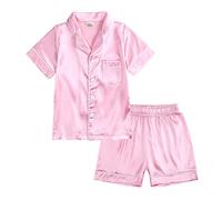 Petits bébés Filles garçons Pyjamas Ensemble Satin Soie Enfants Manches Courtes vêtements de Nuit 2 pièces boutonné Classique vêtements de détente Shorts Robe Fille 2 Pièces
