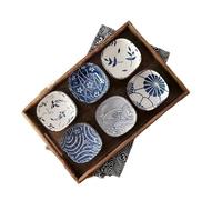 Petits bols à sauce en céramique 6 pcs Blue Ceramic Japanese Style Dipping Bowls Appetizer Plates Dishwasher Safe