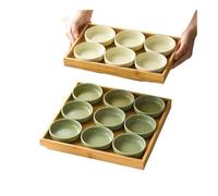 Petits bols à sauce en céramique Japanese Ceramic Porcelain Sushi Nut Saucer Plate Soy Sauce Seasoning Tableware Multicolor(Khaki)