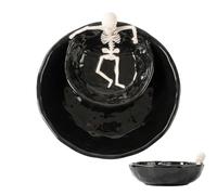 Petits bols à tremper en céramique motif tête de mort Halloween assiettes | Bols de service à salsa de 21,6 cm pour salsa eurre, fête, maison, salon, entrée, étagère