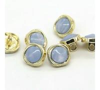 Petits boutons ronds en métal doré de 11 mm pour chemise, pour vêtements, chemisiers, manches, robes, poignets, cols, accessoires de couture, dorés et bleus, 10 pièces
