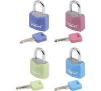 Petits Cadenas - MASTER LOCK - 9120EURQCOLNOP - Clés communes - Pack Familiale de 4 - Couleurs assorties