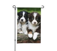 Petits chiots berger australien, quatuor, drapeau de jardin d'été double face de 12 x 18 pouces pour l'extérieur