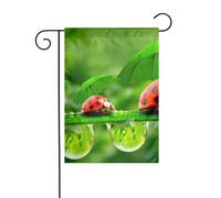 Petits drapeaux de jardin avec imprimé coccinelle drôle - Double face - Décoration de pelouse de Noël pour l'extérieur de la cour
