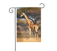 Petits drapeaux de jardin de Noël avec imprimé de girafe d'Afrique, arbre majestueux, double face, décoration de pelouse de Noël pour l'extérieur de la cour