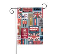 Petits drapeaux de jardin imprimés de symboles de l'Angleterre - Double face - Décoration de pelouse de Noël pour l'extérieur de la cour