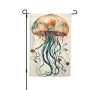 Petits drapeaux imprimés méduses pour cour, jardin, drapeau épais pour porches, pelouses, résistant à la décoloration