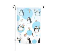 Petits drapeaux imprimés pingouins mignons pour cour, jardin, drapeau épais pour porches, pelouses, résistant à la décoloration