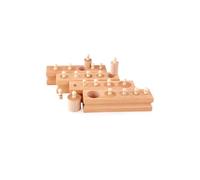 Petits Emboîtements Cylindriques Montessori - 4 Blocs en Bois pour Motricité Fine, Discrimination Visuelle et Pré-écriture - Dès 2 Ans et Demi (: K700-1/A021)