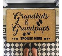 Petits-Enfants Et Grands-Chiots Gâtés Ici Grand-Mère Grand-Père Tapis De Bain Durable Paillasson Antidérapant Absorbant Tapis De Porte pour Jardin Couloir Douche 40 X 60Cm