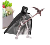 Petits figurines squelettes jouet, figurines d'action multi-articulations | Statue du crâne pour la décoration intérieure | Sculpture posable avec chapeau, manteau, jeu d'assemblage de l'outil de bata