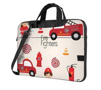 Petits garçons et filles dans les pompiers imprimé sacs pratiques pour ordinateur portable élégant et protecteur style unique, Noir , 15.6 inch