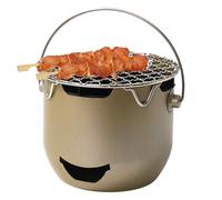 Petits grilles à charbon avec grille de cuisson et poignée | Équipement en acier pour cuisine en plein air en voyage, plage, jardin, camping