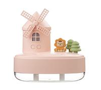 Petits humidificateurs, humidificateur pour bébé avec boîte à musique, humidificateurs de bureau à double pulvérisation, humidificateur portable avec moulin à vent rotatif, (Rose)