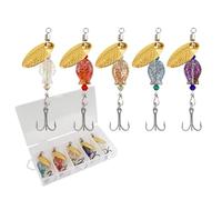 Petits Leurres Spinner | Animation Nage et Jig pour Pêche - Appât Vibrant Simulé Cinq Pièces avec Hameçons pour Hommes, conçu pour Aventures en Plein Air et Camping en Eau Salée
