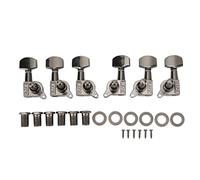 Petits Mécaniques Carrées Entières, Piques d’Accordage Métalliques 3L 3R, Argent - Mécanismes Enfermés, Engrenages Robustes, Remplacement Facile pour Guitare (Argent Noir)