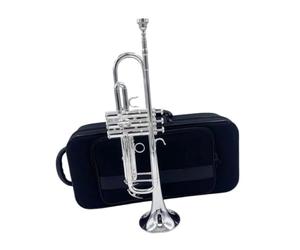 Petits Morceaux Laiton Plaqués Argent Ensemble Trompettes Standard | Clé plate Si avec étui