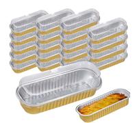 Petits Moules En Aluminium Avec Couvercles - 20 Mini Moules À , Moule Rectangulaire En Aluminium De 200 Ml | Mini Moule À Gâteaux Antiadhésifs, Fonction De Récipient À Dessert, Fournitures De Pât