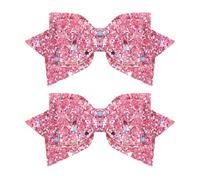 Petits nœuds à cheveux roses à paillettes de 7,6 cm - Pinces à cheveux crocodiles à paillettes scintillantes - Accessoire de cadeau pour petit bébé, adolescent, fille