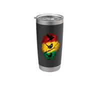 Petits oiseaux dans une silhouette de lion rouge jaune vert rasta Gobelet isotherme en acier inoxydable double paroi