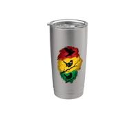 Petits oiseaux dans une silhouette de lion rouge jaune vert rasta Gobelet isotherme en acier inoxydable double paroi