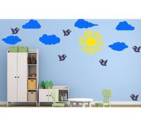 Petits oiseaux Soleil Des nuages Amovible Stickers muraux Decal Décoration pour la maison des enfants