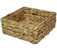 Petits paniers carrés en jacinthe d'eau pour le rangement, panier en osier de couleur naturelle, petit plateau de salle de bain, maquillage, chambre, cuisine (grand 22 cm, 1 panier)