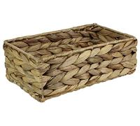 Petits paniers carrés en jacinthe d'eau pour le rangement, panier en osier de couleur naturelle, petit plateau de salle de bain, maquillage, chambre, cuisine (petit 24 cm, 1 panier)