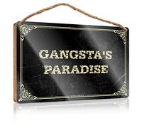 Petits panneaux pour décoration d'intérieur, panneau en bois Gangsta'S Paradise à suspendre, panneau de garde-manger, panneau décoratif pour amis pour la maison (20 x 30 cm)