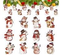 Petits Pendentifs Bois Noël 24 Pièces Decoration Sapin Noel en Bois Pendentifs en Bois de Noël Sujet de Decoration en Bois Noel pour Sapin de Noël Cheminée de Fenêtre Bar Décoration (C)
