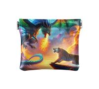 Petits portefeuilles bleus dragon, petits portefeuilles pour femmes, portefeuilles de monnaie pour femmes, Dragon Tigre Bleu, 4.33x3.74In, Dragon Tigre Bleu