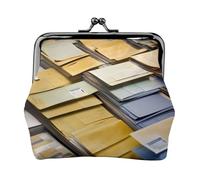 Petits portefeuilles pour femme, porte-monnaie pour femme, petit portefeuille pour femme, avec fermeture éclair et verrou de baiser, noir, One Size, Art déco