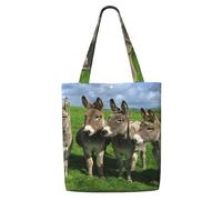 Petits prés aux ânes,Sacs d'épicerie réutilisables, sacs fourre-tout de grande capacité, sac à bandoulière en toile