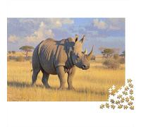 Petits Rhinocéros Puzzles Puzzle 1000 Pièces Adulte Puzzle De Qualité Supérieure Défi Jouets Animaux africains Jeu D'Intelligence De l'art De La Décoration 1000pcs (75x50cm)