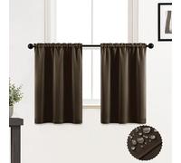 Petits Rideaux occultants imperméables avec Passe-Tringle pour fenêtre de Cuisine, Chambre à Coucher, 60 cm de Long, Chocolat foncé
