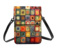 Petits sacs à bandoulière carrés d'art abstrait pour femmes sac à main pour téléphone portable sac portefeuille en cuir PU avec bandoulière