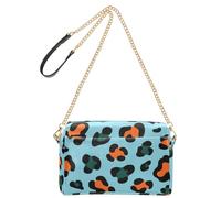 Petits sacs à bandoulière pour femme en cuir végétalien, imprimé léopard, orange, cyan, bleu, sac à main à bandoulière pour femme